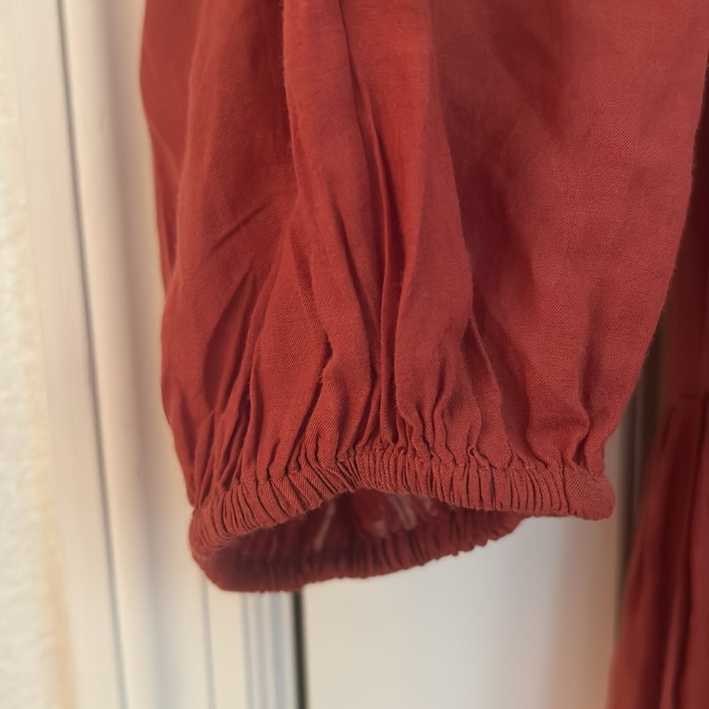 Anthropologie Rust Embroidered Long Sleeve Dress - Picture 8 of 17